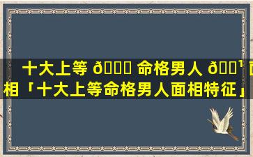 十大上等 🐕 命格男人 🌹 面相「十大上等命格男人面相特征」